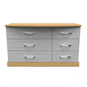 Whitby 6 Drawer Dresser Unit in Grey Ash & Oak (Ready Assembled)