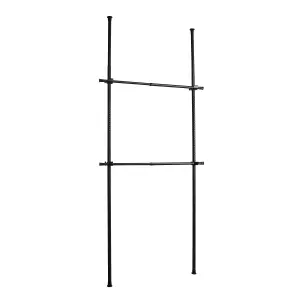 House of Home Clothes Rail Telescopic Wardrobe Organiser Hanging Clothing Rack Adjustable Storage Black