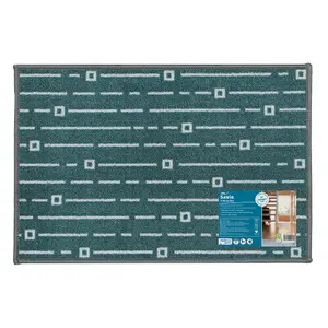 JVL Savio Machine Washable Door Mat, 40 x 60 cm, Teal