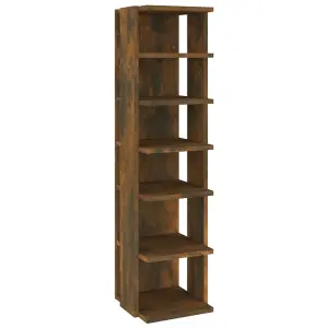 Berkfield Shoe Rack Smoked Oak 27.5x27x102 cm Engineered Wood