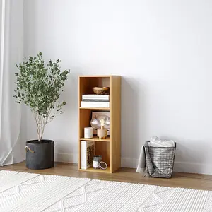 URBNLIVING 30cm Height Beech 3 Tier Wooden Bookcase Shelving Display Storage Wood Shelf Shelves Cube