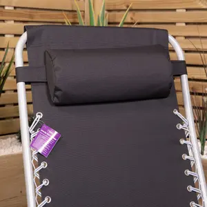 Multi Position Garden Gravity Relaxer Chair Sun Lounger in Black & Silver