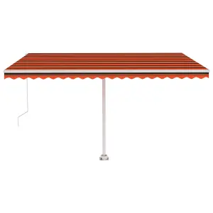 Berkfield Manual Retractable Awning with LED 400x300 cm Orange and Brown