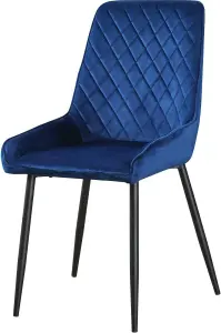 Avery LUXE Blue Velvet Dining Chair x2 Velvet Fabric Priced per Pair