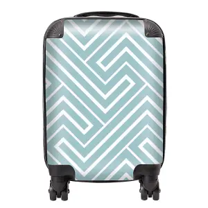 Blue And White Geometric Pattern Suitcase - Small