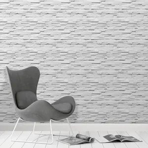 Fine Decor Ledgestone White Stone effect Smooth Wallpaper