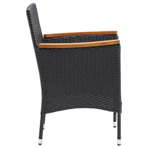 Berkfield Garden Dining Chairs 4 pcs Poly Rattan Black