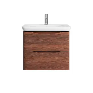 Eden 600mm Wall Hung Vanity Unit in Redwood & Link Resin Basin