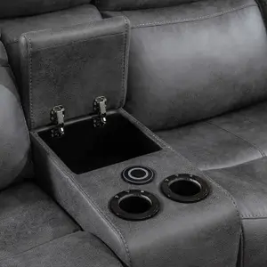 Tokyo Black Leather Like Electric Power Reclining Sofa Suite 3 Seater and 2 Seater