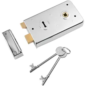 Traditional Contract Rim Deadlock 140 x 76mm Satin Chrome Door Latch