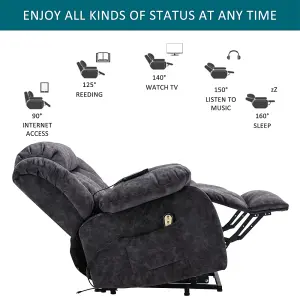 Power Massage Lift Recliner Chair with Heat & Vibration for Elderly, Antiskid Fabric Sofa Contempoary Overstuffed Design