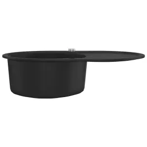 Berkfield Granite Kitchen Sink Single Basin Oval Black