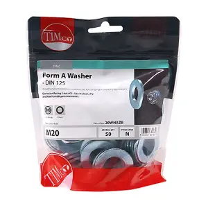 TIMCO Form A Washers DIN125-A Silver - M20 (50pcs)