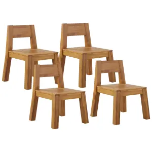 Set of 4 Garden Chairs LIVORNO Acacia Wood Light Wood