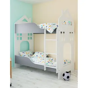 Delgado Standard Bunk Bed and Mattress White/Grey / 80 x 160cm