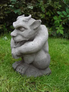 Medium Horned Stone Gargoyle Ornament