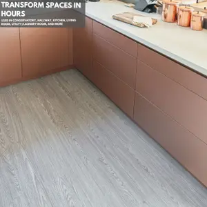 Self Adhesive Floor Planks - 36 Planks Per Pack Covering 53.8 ft² (5 m²) - Peel And Stick Vinyl Flooring in Grey Oak Wood Effect