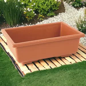 URBNLIVING 20cm Width Terracotta Effect Plastic Flower Plant Garden Indoor Outdoor Planter Pot