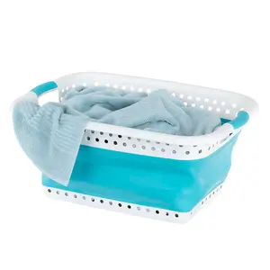 FOLDAWAY LAUNDRY BASKET - TURQUOISE