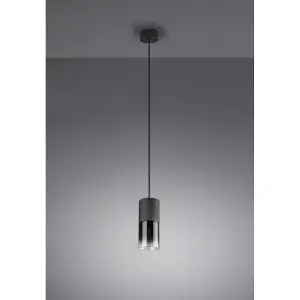 Luminosa Robin Modern Slim Pendant Ceiling Light Black Matt - UK Stock