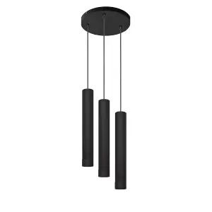 Luminosa Tuba Cluster Pendant Ceiling Light Black 30cm