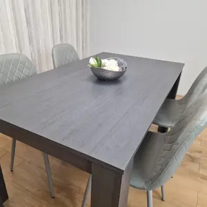 Dining Table with 4 Chairs Dark Grey Table With 4 Grey Padded  Chairs Kitching Dining Set Dining Room Dining Set for 4