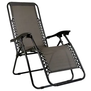 Charles Bentley Odyssey Folding Reclining Garden Chair Camping Lounger Grey