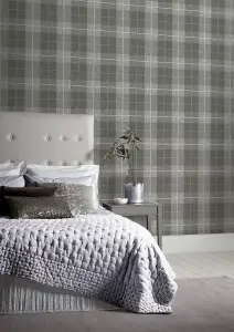 Arthouse Country Tartan Charcoal Wallpaper