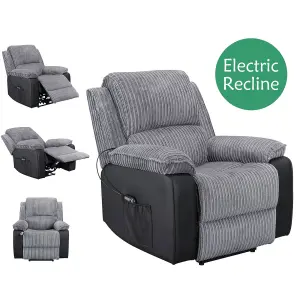 WestWood Fabric Leather Electric Recliner Single Sofa Reclining Armchair Foot Rest Grey