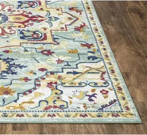 Aaminah Oriental Machine Woven Blue/Yellow/Red Area Rug Latitude Vive Rug Size: Rectangle 80 X 150cm