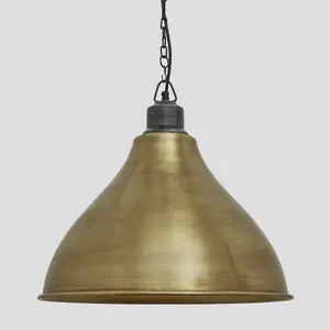 Industville Brooklyn Cone Pendant, 12 Inch, Brass, Pewter Chain Holder