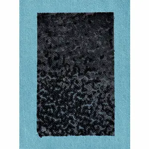 Denim Patches: with Sequins: Iron-on: 20 x 15cm: Light Blue & Black