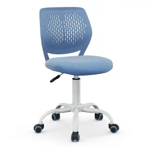 Costway Kids School Desk Chair Ergonomic Study Chair Rolling Swivel Task Chair w/ Adjustable Height Blue