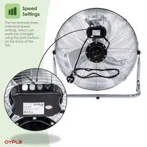 Oypla Electrical 18" Chrome 3 Speed Free Standing Gym Fan