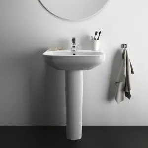 Ideal Standard i.life A Gloss White Rectangular Floor-mounted Full pedestal Basin (H)85cm (W)55cm