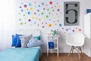 Walplus Colourful Watercolour Stars Home Decor Nursery Decor Big Wall Decor Wall Sticker Kids Sticker PVCgreen, Yellow, Red