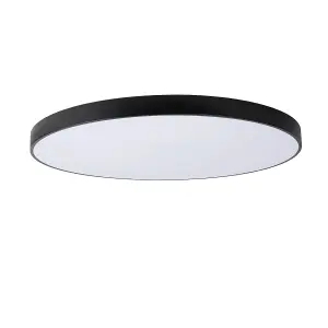 Lucide Unar Modern Flush Ceiling Light 80cm - LED Dim. - 1x80W 2700K - 3 StepDim - Black