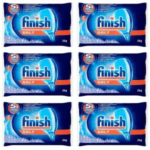 Finish Dishwasher Salt Bag, 2Kg (Pack of 6)