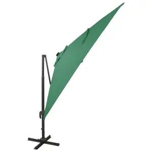 Berkfield Cantilever Umbrella with Pole and LED Lights Green 300 cm