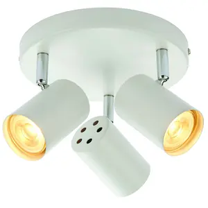 Triple Adjustable Head Ceiling Spotlight Matt White Round GU10 Kitchen Downlight