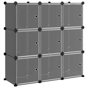 Berkfield Storage Cube Organiser with 9 Cubes and Doors Black PP