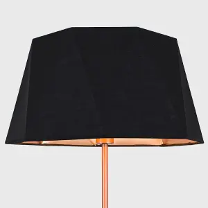 ValueLights Modern Floor Lamp In Copper Metal Finish With Black Copper Geometric Shade