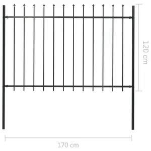 Teanna 170cm H x 170cm W Black Metal Border Fence