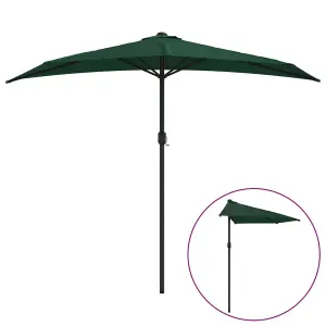 Berkfield Balcony Parasol with Aluminium Pole Green 270x135 cm Half