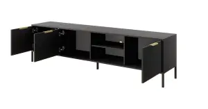 Lars TV Cabinet - Sleek Media Unit with Gold Accents, H540mm W2030mm D400mm