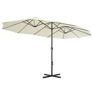 Berkfield Outdoor Parasol with Aluminium Pole 460x270 cm Sand