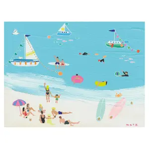 Mary Donald Sunshine Cove Canvas Print Blue/Cream (30cm x 40cm)