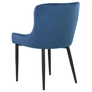 Set of 2 Dining Chairs SOLANO Velvet Navy Blue