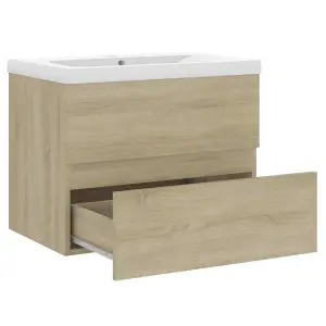 Berkfield Sink Cabinet with Built-in Basin Sonoma Oak Engineered Wood