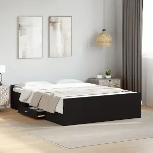 Berkfield Bed Frame with Drawers without Mattress Black 140x190 cm